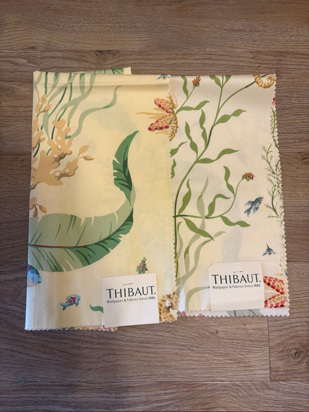 Lot of TWO Thibaut 25" Ocean Beach Fabric Samples NWT!